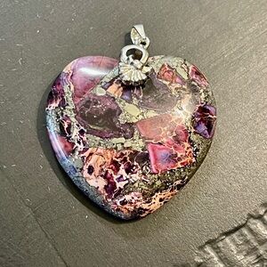 Heart-Shaped Purple Stone Pendant. NWOT